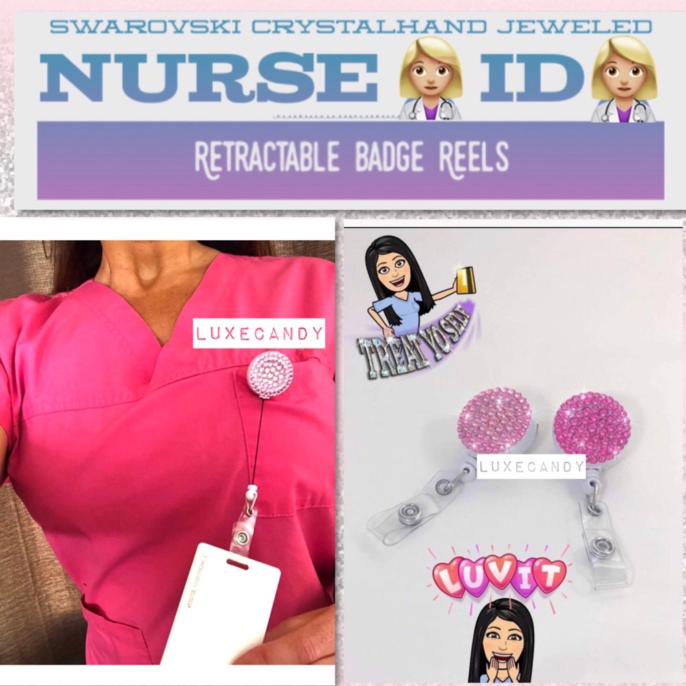 💠Swarovski ID Badge Reels - Retractable Face Mask Clip - Picture 2 of 7